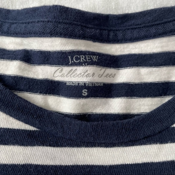 J. Crew Flamingo Collector Tee SMALL Navy Blue & White Striped Bird Sequins - Picture 3 of 5